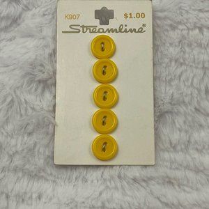 Streamline, 1/2" Yellow Vintage Buttons, Set of 5
